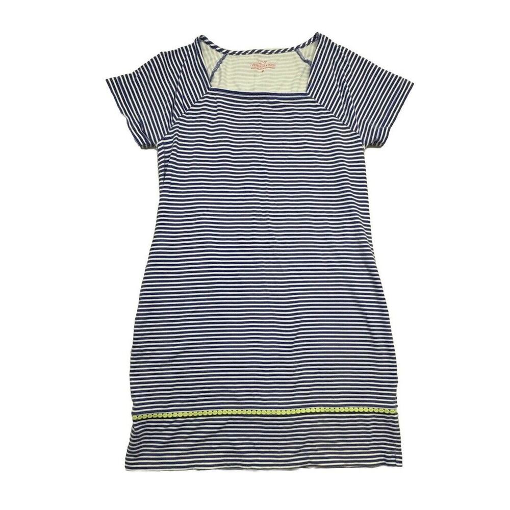 Vineyard‎ Vines Classic Womens Medium Cotton Striped Blue White T-Shirt Dress